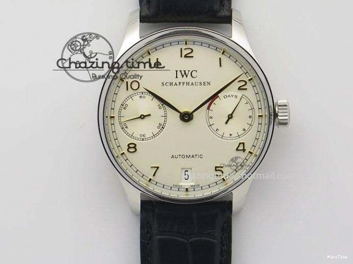 MIROTIME 0501 Portuguese Tourbillon IW5463 RG ZF Best Edition White Dial on Brown Leather Strap Stylish 7174